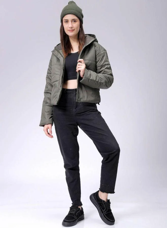 Freehand  Women Relaxed Fit Solid Hooded Full Sleeves Quilted Jacket for Women | Best Price UAE